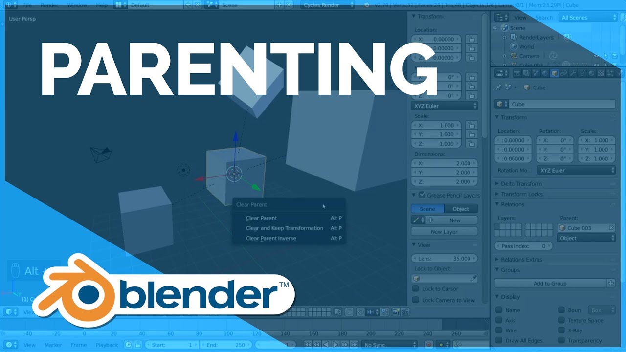 Dynamic parent. Плюсы Blender.