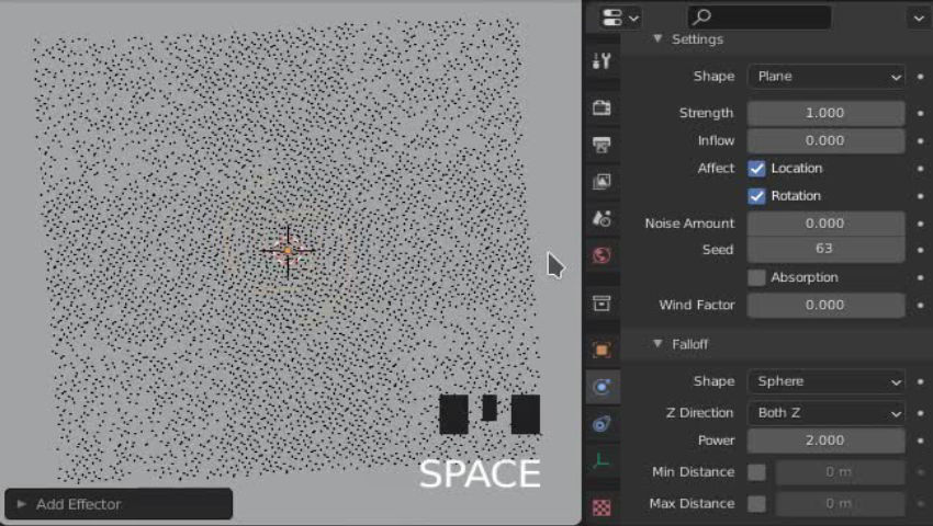 Physics Vortex Force Field Example - Blender Video