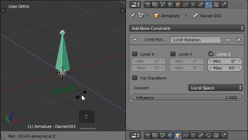 Limit Rotation Bone Constraint - Blender Video