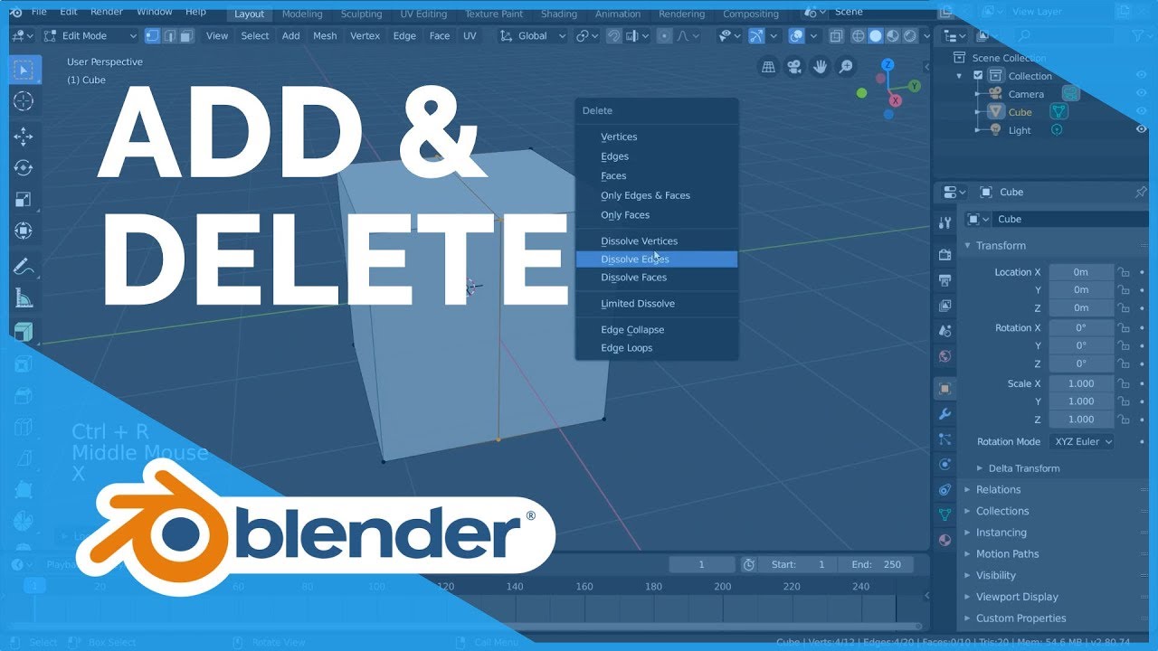 Add & Delete - Blender 2.80 Fundamentals by Blender Fundamentals