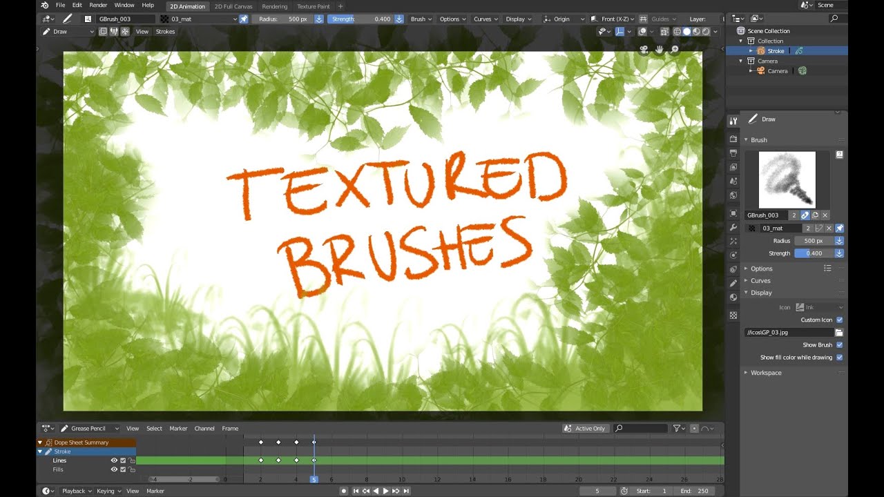 Grease Pencil Textured Brushes - Blender 2.80 Beta by Blender Developers